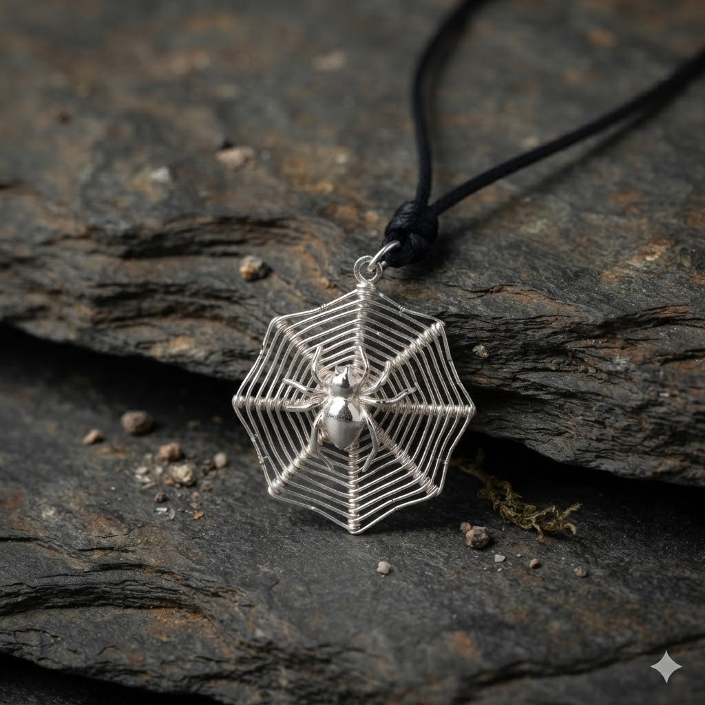 Filigree Spider In Web 92.5 Sterling Silver Charm Pendant Jewelry