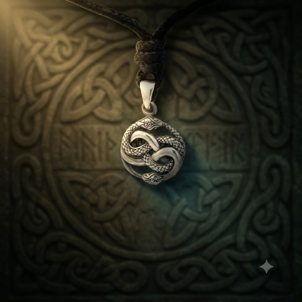 Ouroboros Snake 92.5 Sterling Silver Pewter Brass Charm Necklace Pendant Jewelry