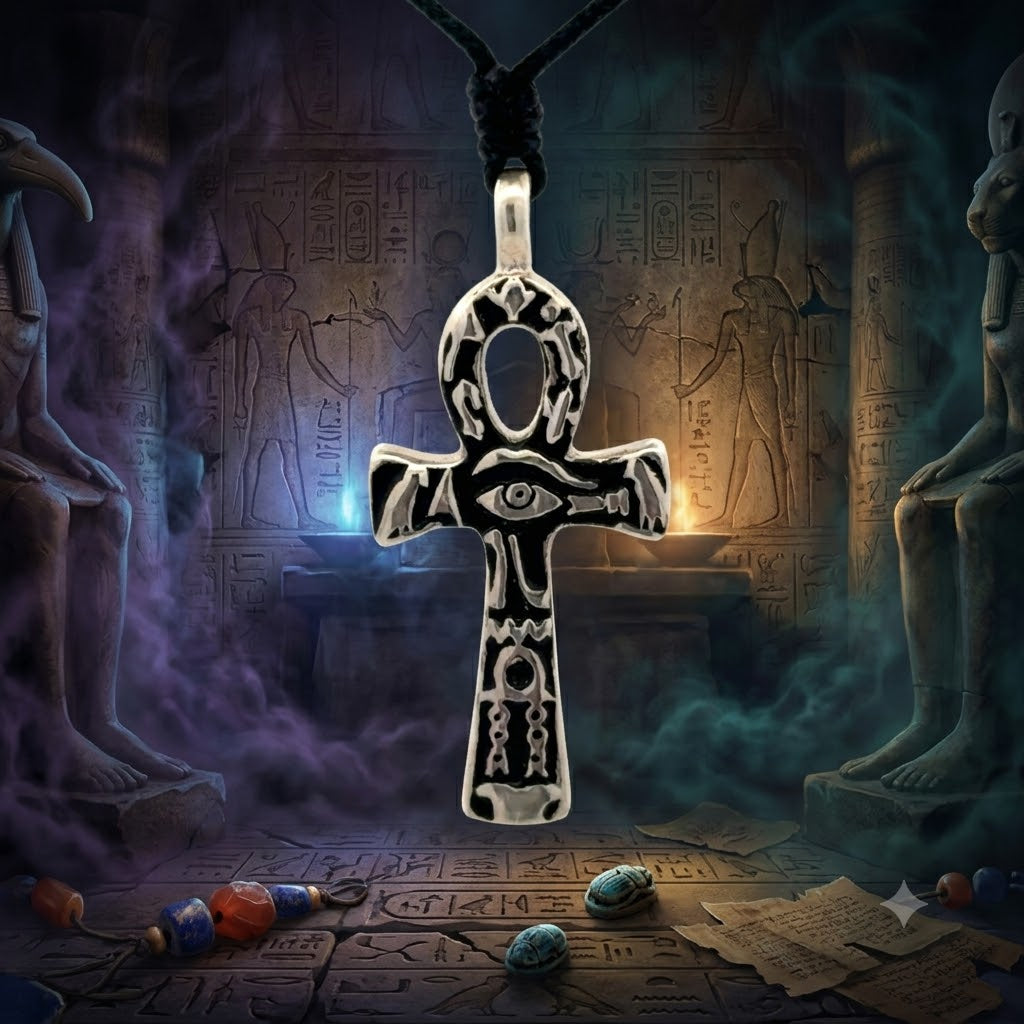 Egyptian Ankh Key Eye of Horus Ra Silver Pewter Brass Necklace Pendant Jewelry
