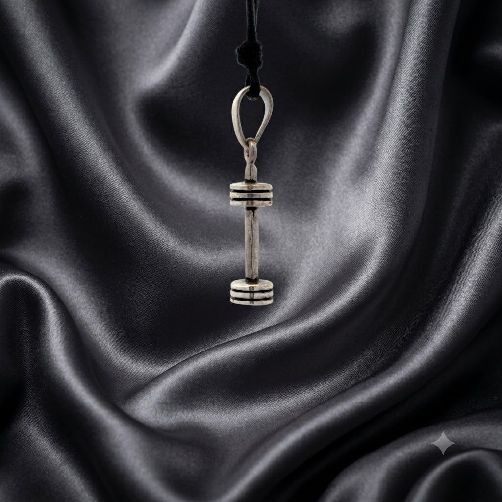 Mini Dumbbell Necklace Sterling Silver Brass Charm Necklace Pendant Jewelry