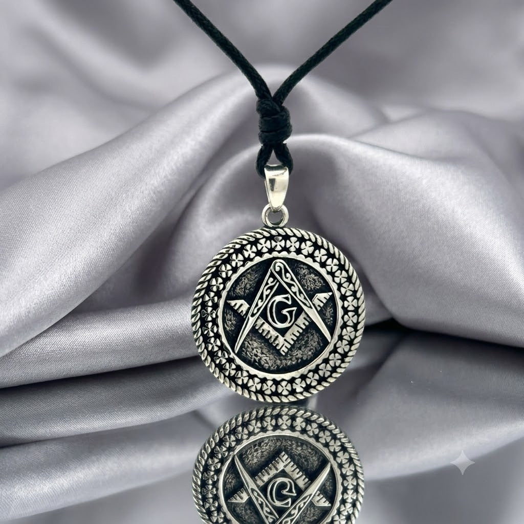 Freemasonry 92.5 Sterling Silver Pewter Brass Charm Necklace Pendant Jewelry