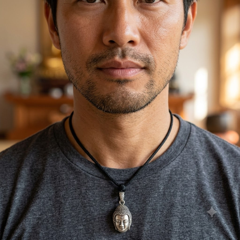New Buddha Head 92.5 Sterling Silver Gold Brass Charm Necklace Pendant Jewelry