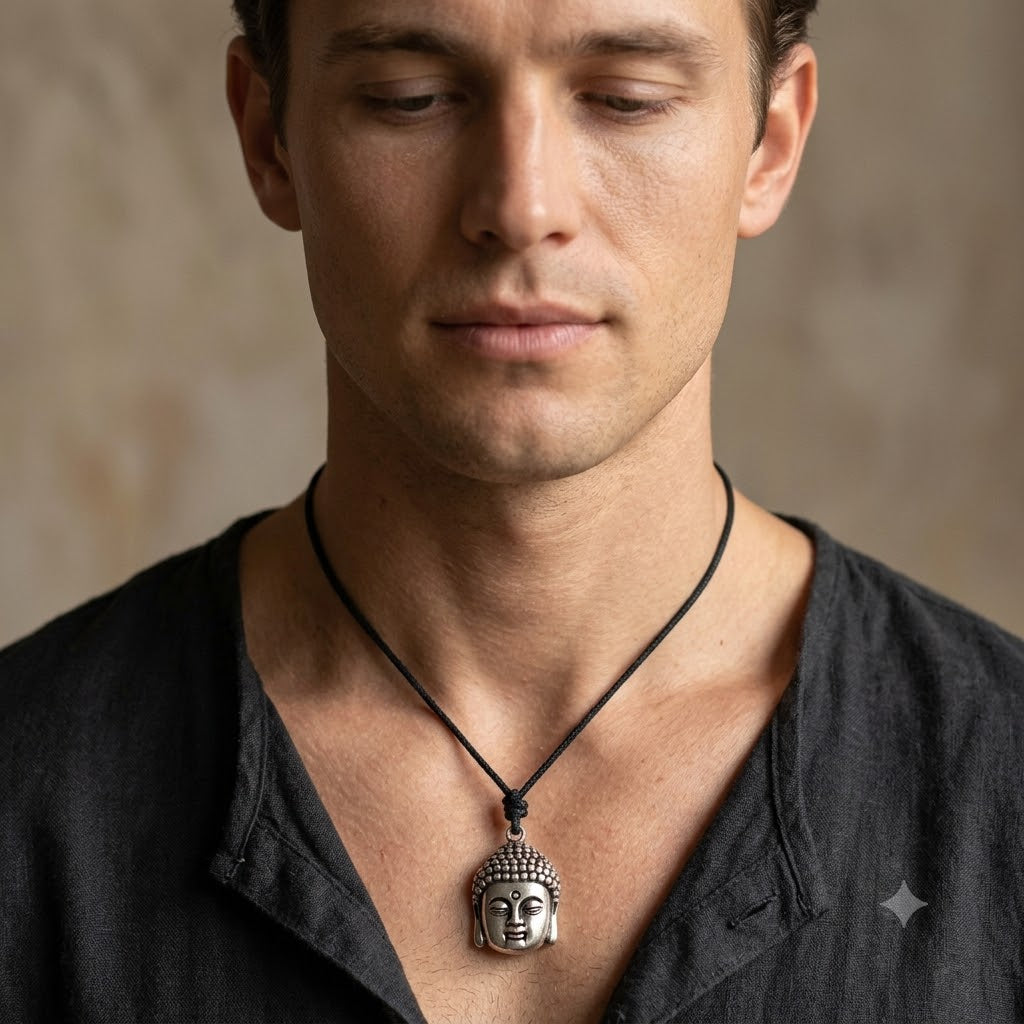 Buddha Head Silver Pewter Gold Brass Charm Necklace Pendant Jewelry
