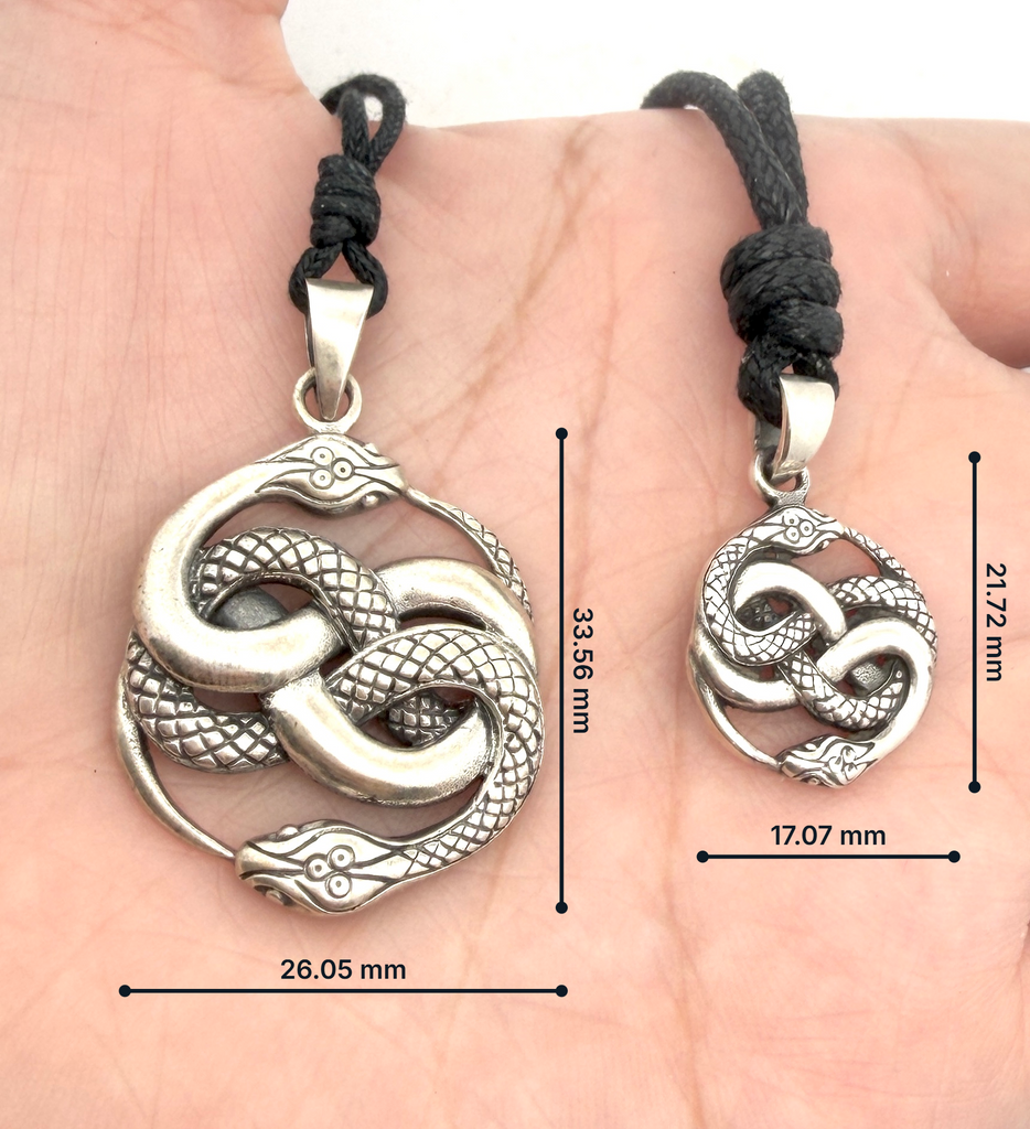 Ouroboros Snake 92.5 Sterling Silver Pewter Brass Charm Necklace Pendant Jewelry