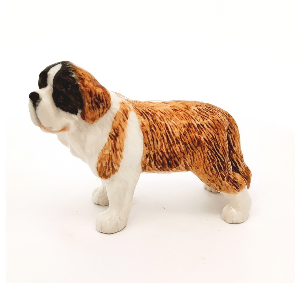 Saint Bernard Dog Ceramic Figurine Hand Painted Porcelain Gift Collectible DecorHandmade Miniatures Cerami Figurine Animals Decor Collection