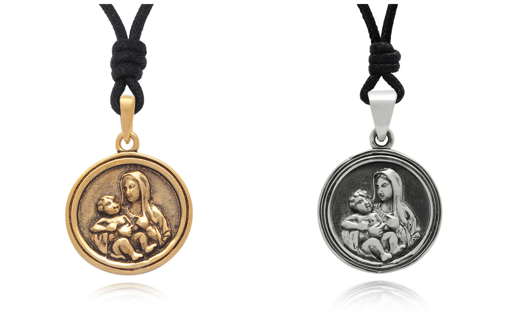 Virgin Mary Handmade 92.5 Sterling Silver Brass Charm Necklace Pendant Jewelry