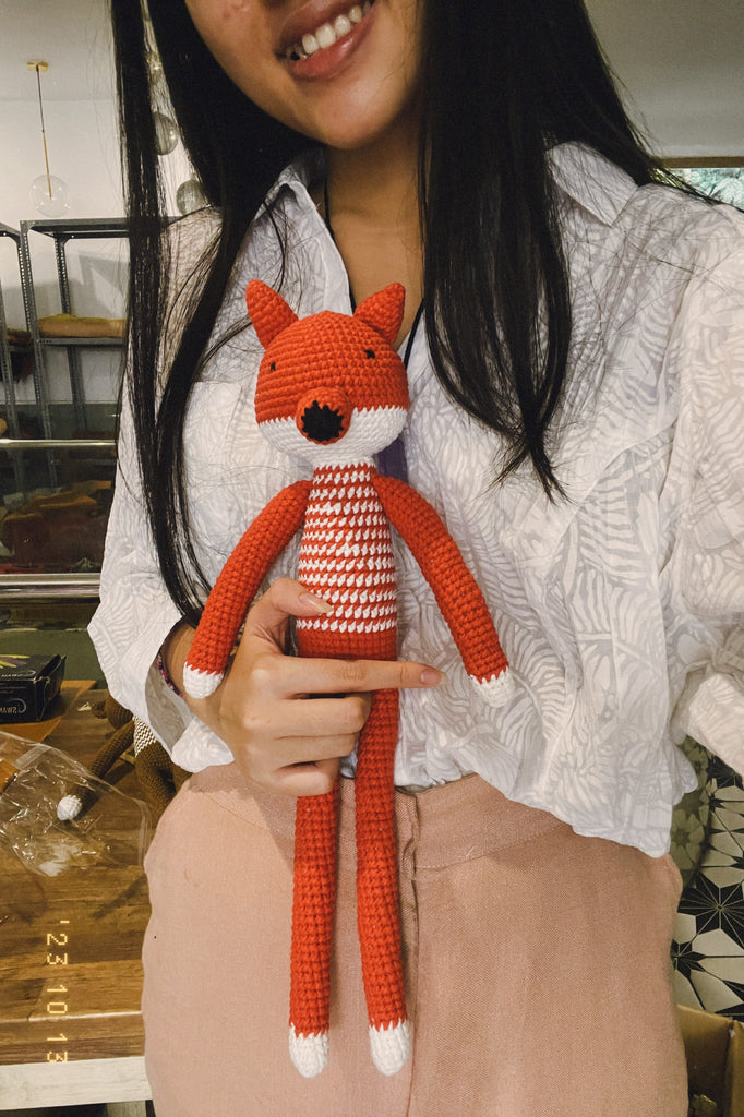 Stripe Pattern Long-legged Animal Handmade Amigurumi Stuffed Crochet Doll VAC