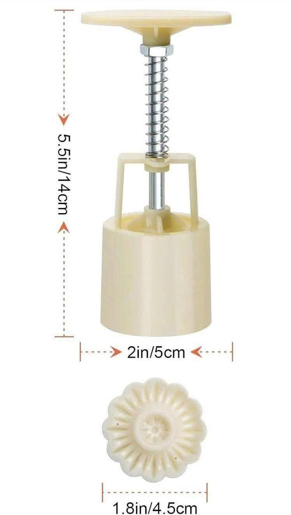 Mooncake Mould Set 50g – 6 Pattern Hand-Press Pastry Tools, Round  Flower Mooncake Design