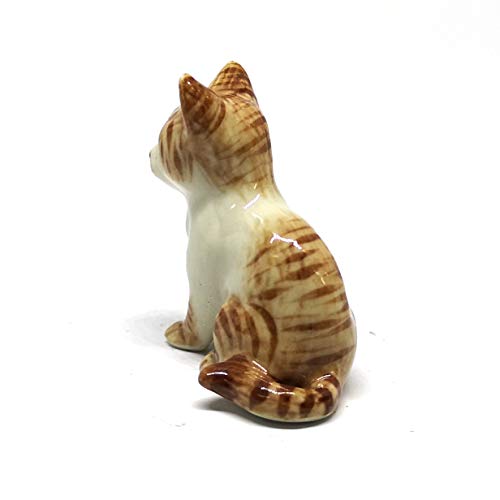 Ceramic Siamese Cat Figurine Brown Hand Painted Porcelain Miniature Collectible