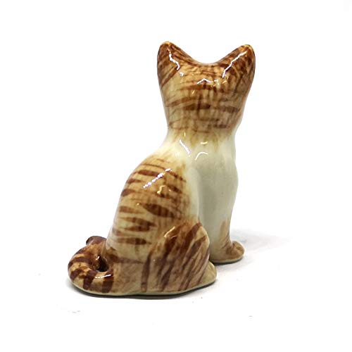 Ceramic Siamese Cat Figurine Brown Hand Painted Porcelain Miniature Collectible
