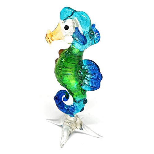Coastal Blown Glass Figurine Seahorse Aquarium Home Decor Marine Life Spirit Animal Totem