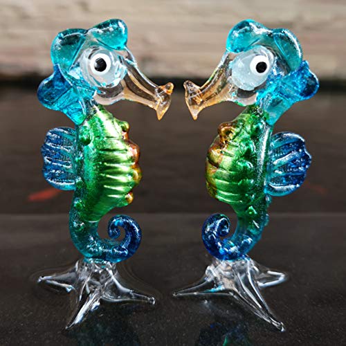 Coastal Blown Glass Figurine Seahorse Aquarium Home Decor Marine Life Spirit Animal Totem