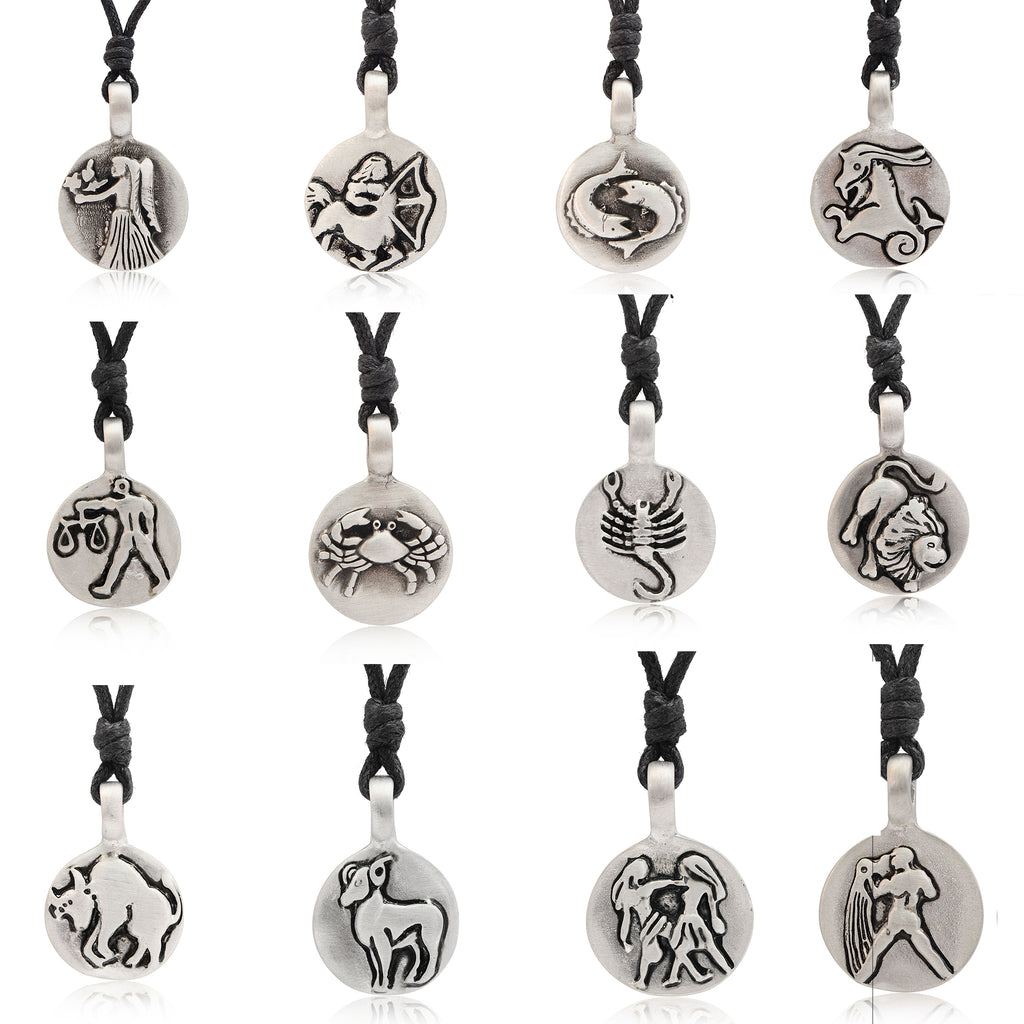 Astrology Silver Pewter Gold Brass Charm Necklace Pendant Horoscope Zodiac