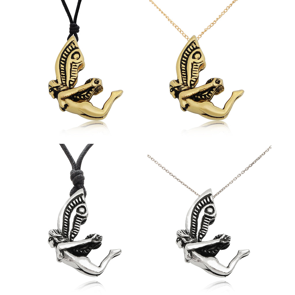 Fairy Pixie 92.5 Sterling Silver Gold Brass Charm Necklace Pendant Jewelry