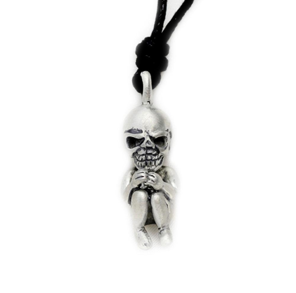 Skull Man Silver Pewter Charm Necklace Pendant Jewelry