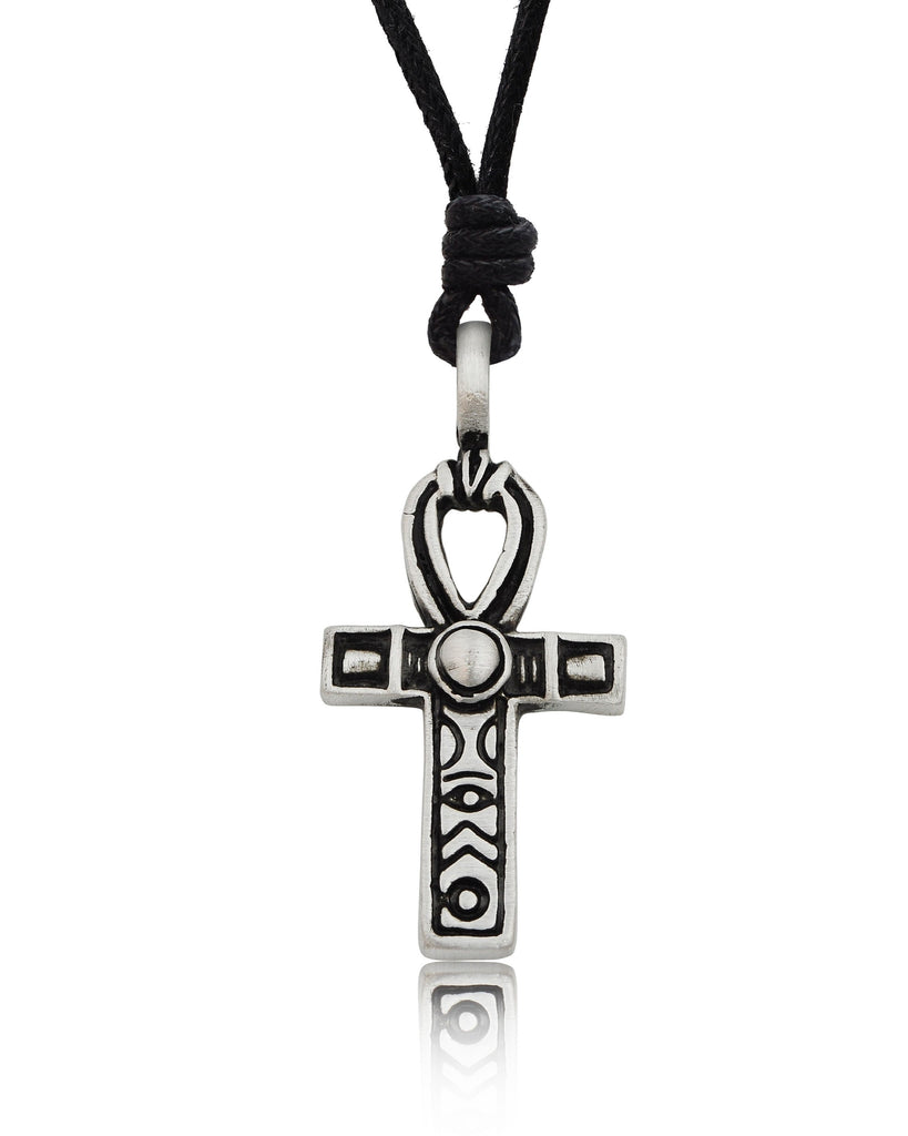 Glamorous Egyptian Silver Pewter Charm Necklace Pendant Jewelry