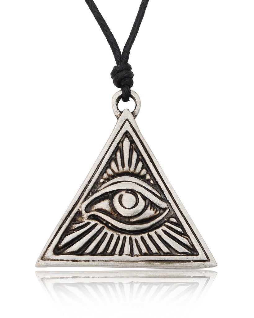 Eye Of Providence 92.5 Sterling Silver Pewter Brass Necklace Pendant Jewelry