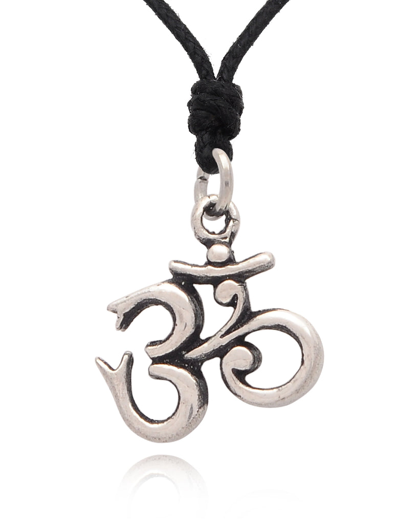 Lovely Hindu Word Om Ohm 92.5 Sterling Silver Pewter Brass Necklace Pendant Jewelry