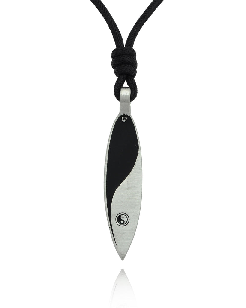 Yin Yang Surfboard Silver Pewter Charm Necklace Pendant Jewelry