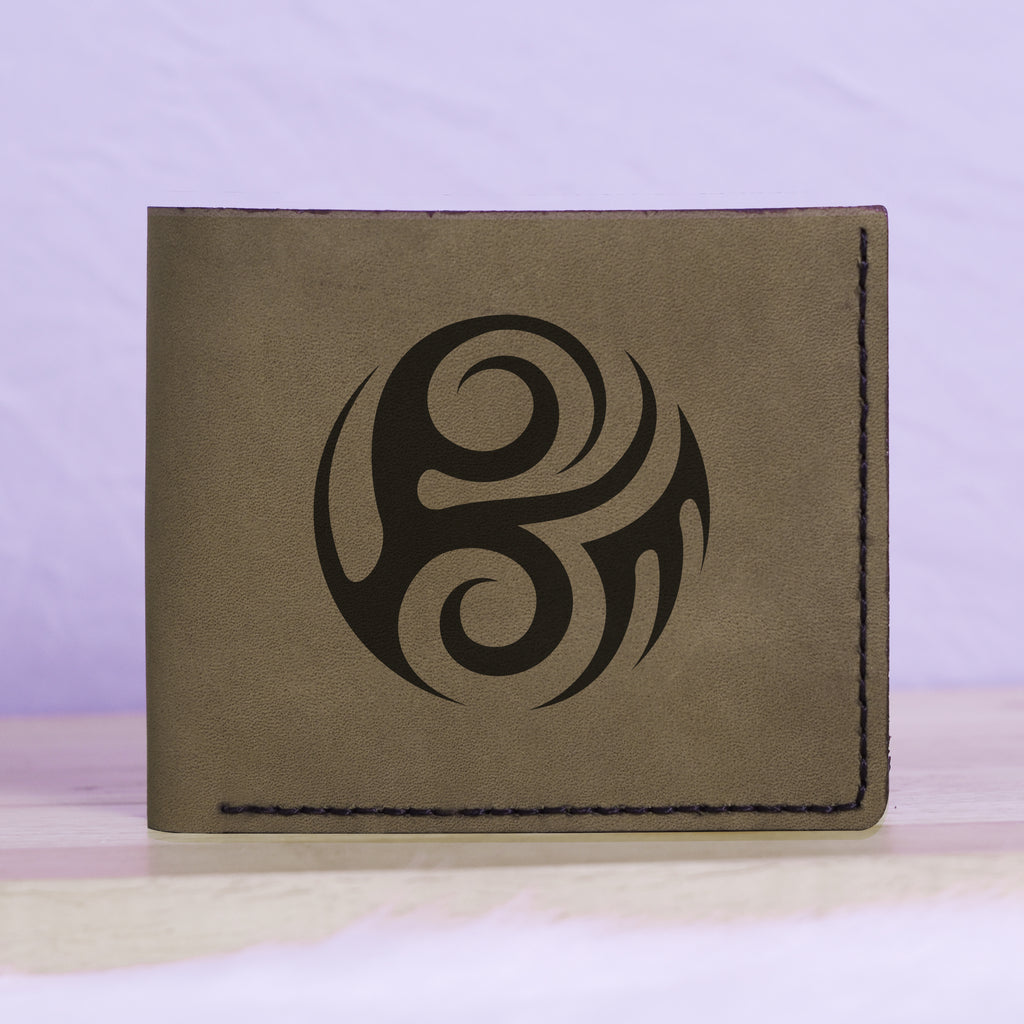 Men's Yin Yang Handmade Genuine Leather Blocking Bifold Wallet MHLT_01_GRN