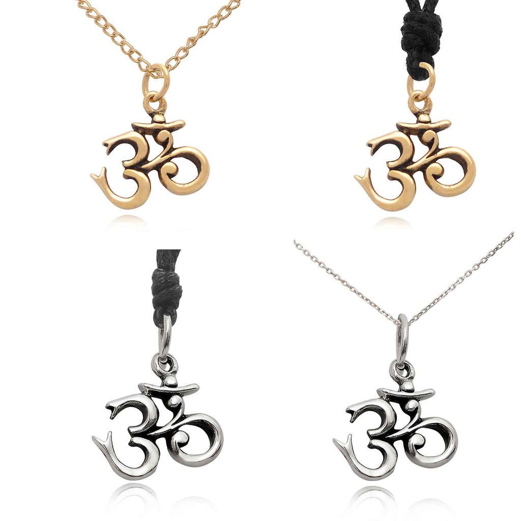 Lovely Hindu Word Om Ohm 92.5 Sterling Silver Pewter Brass Necklace Pendant Jewelry