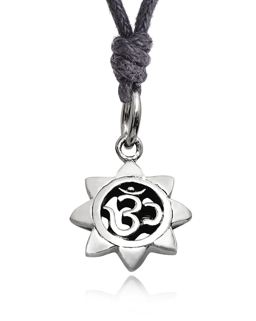 Sunflower Hindu Ohm 92.5 Sterling Silver Pewter Gold Brass Necklace Pendant Jewelry