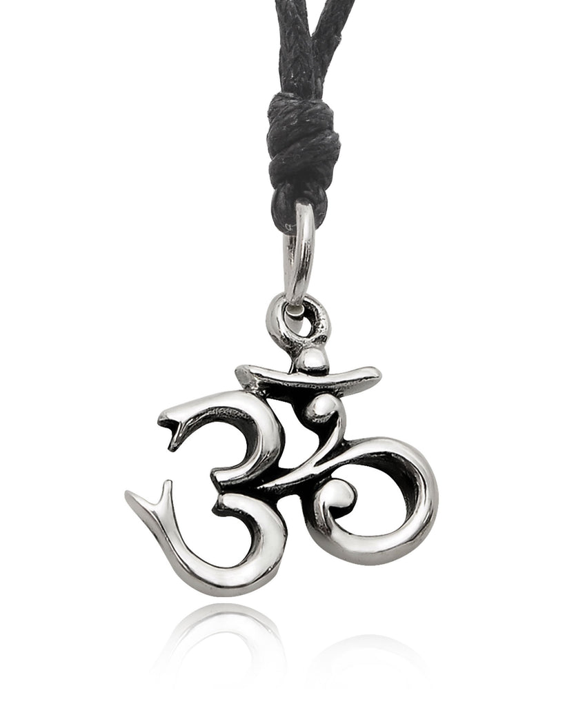 Lovely Hindu Word Om Ohm 92.5 Sterling Silver Pewter Brass Necklace Pendant Jewelry