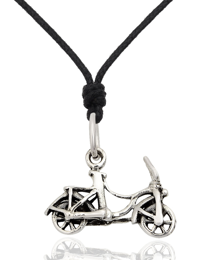 Bicycle Bike 92.5 Sterling Silver Gold Brass Charm Necklace Pendant Jewelry