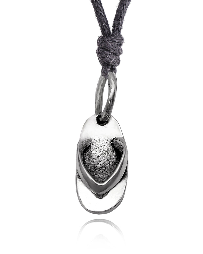 Lovely Sandal Shoes Beach 92.5 Sterling Silver Brass Necklace Pendant Jewelry