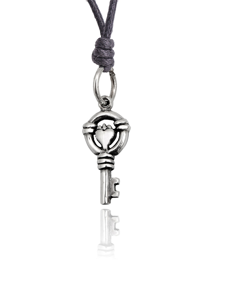 Key 92.5 Sterling Silver Gold Brass Charm Necklace Pendant Jewelry