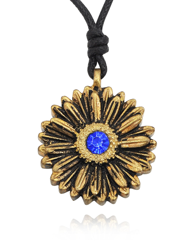 Daisy Flower 92.5 Sterling Silver  Brass Charm Necklace Pendant Jewelry