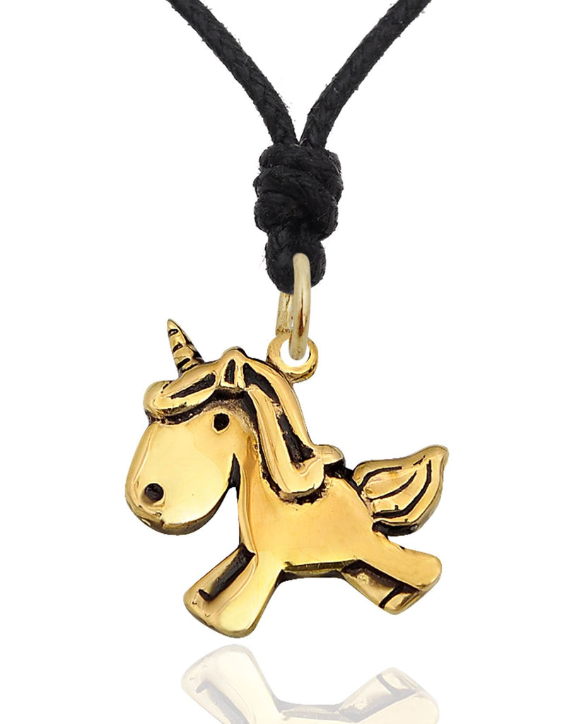 Tiny Unicorn Silver Pewter Gold Brass Charm  Necklace Pendant Jewelry