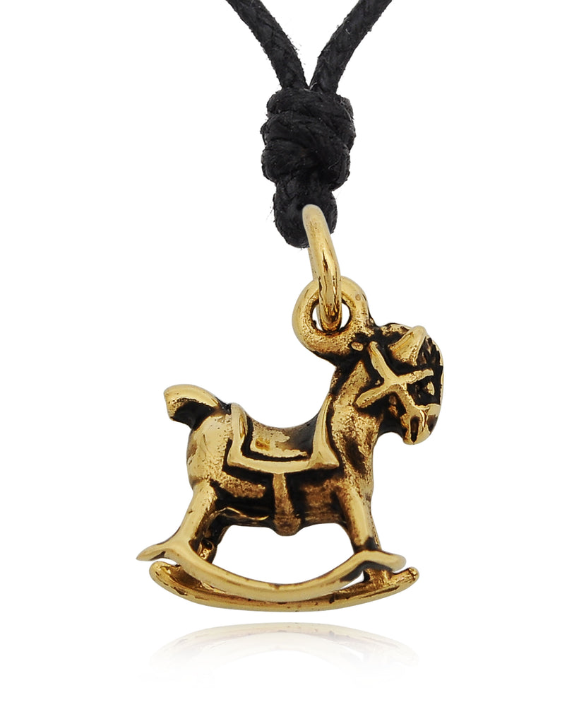 New Rocking Horse Toy Charm 92.5 Sterling Silver Gold Brass Necklace Pendant Jewelry