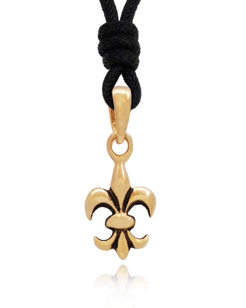French Fleur De Lis 92.5 Sterling Silver Gold Brass Necklace Pendant Jewelry
