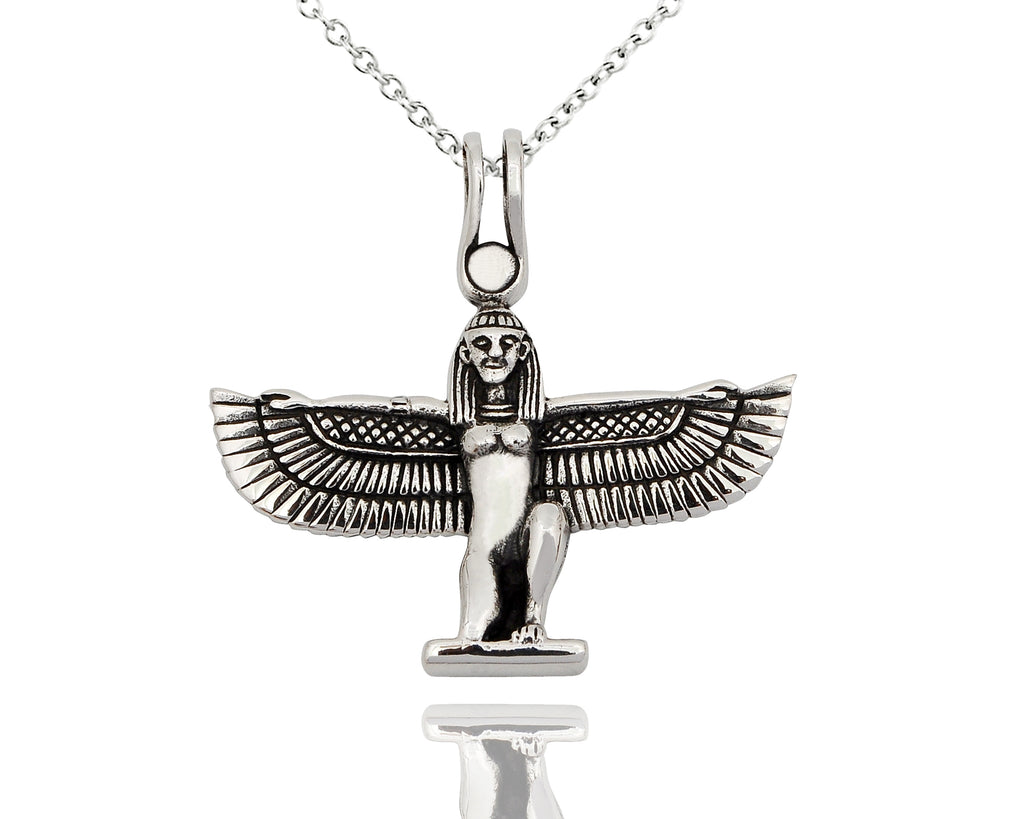 Egyptian God & Goddess 92.5 Sterling Silver Brass Necklace Pendant Jewelry